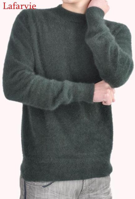 Men Solid Winter Pullover / Full Sleeves O-Neck Cashmere Sweater-mo green-S-JadeMoghul Inc.