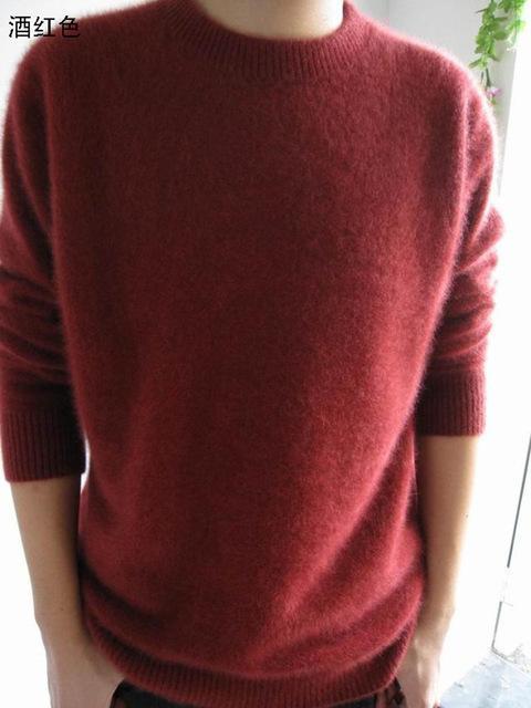 Men Solid Winter Pullover / Full Sleeves O-Neck Cashmere Sweater-wine red-S-JadeMoghul Inc.