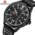 Men Sports Watch / Leather Wrist Watch-Black White-JadeMoghul Inc.