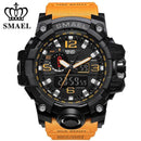 Men Sports Watch / Quartz LED Digital Electronic Watch-Orange Black-JadeMoghul Inc.