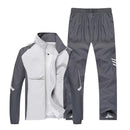 Men Sportswear Suit - Smart Tracksuit Including Jacket & Pants-White Grey-L-JadeMoghul Inc.