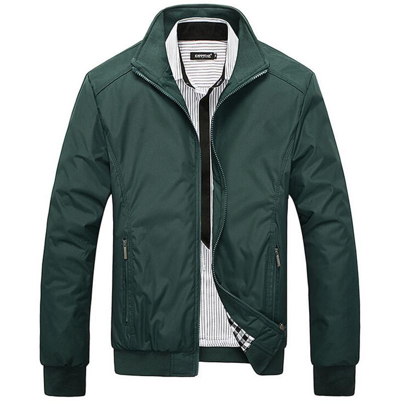 Men Spring / Autumn Jacket With Fashionable Stand Collar / Slim Casual Style Business Jacket-Green-M-JadeMoghul Inc.