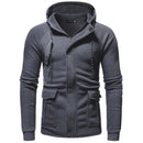 Men Stylish Sweatshirt - Zipper Long Sleeve Hoodie-Dark Grey-XL-China-JadeMoghul Inc.