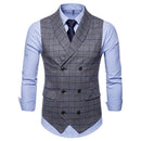 Men Suit Vest - Double Breasted Waistcoat - Slim Fit Men Vest-Gray-4XL-JadeMoghul Inc.