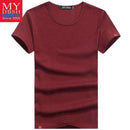 Men Summer Short-Sleeved T Shirt-O Neck Wine-S-JadeMoghul Inc.