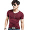 Men Super Comfy Cotton T -Shirt-V Wine Red-L-JadeMoghul Inc.