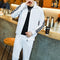 Men Track Suit Set - Sportswear Fitness Set - Thin Striped Tracksuit-White-S-JadeMoghul Inc.