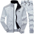 Men Tracksuits with Pants - Gym / Fitness Suit Set - 2PC Clothing-LY003 Light gray-S-JadeMoghul Inc.