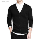 Men V-Neck Cotton Sweater With Long Sleeve / Solid Button Fit Knitted Clothing-black XR333-M-JadeMoghul Inc.