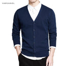 Men V-Neck Cotton Sweater With Long Sleeve / Solid Button Fit Knitted Clothing-black XR333-M-JadeMoghul Inc.