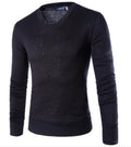 Men V-Neck Sweater / Stylish Long Sleeve Knitted Sweater-black-M-JadeMoghul Inc.