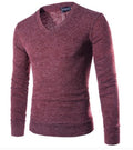 Men V-Neck Sweater / Stylish Long Sleeve Knitted Sweater-Purple-M-JadeMoghul Inc.