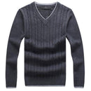Men V-Neck Thick Warm Winter Pullover-Dark gray-M-JadeMoghul Inc.