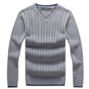Men V-Neck Thick Warm Winter Pullover-Gray-M-JadeMoghul Inc.