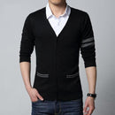 Men V-Neck Winter Cardigan / Knitwear Slim Sweater Slim-Black-M-JadeMoghul Inc.