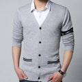 Men V-Neck Winter Cardigan / Knitwear Slim Sweater Slim-Gray-M-JadeMoghul Inc.