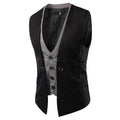Men Vest Singlet Breasted Waistcoat - Patch Slim Suit Vest-Black-XL-JadeMoghul Inc.