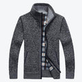 Men Warm Cardigan - Stand Neck Wool Sweater-dark gray-XXL-JadeMoghul Inc.