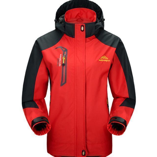 Men Waterproof Spring Hooded Jacket / Men Solid Outerwear-Women Red-M-JadeMoghul Inc.