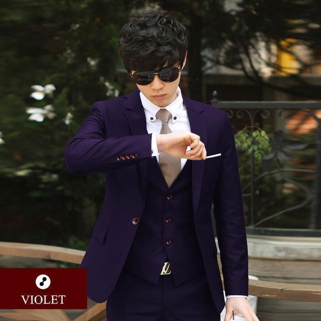 Men Wedding Suit / Slim Fit Suit For Men-1 violet-XS-JadeMoghul Inc.