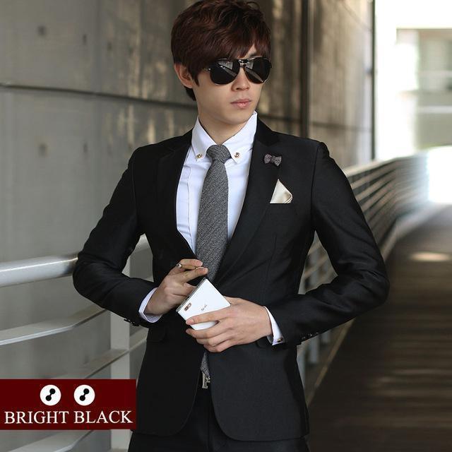 Men Wedding Suit / Slim Fit Suit For Men-2 bright black-XS-JadeMoghul Inc.