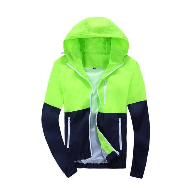 Men Windbreaker Fashion Jacket - Hooded Casual Jacket-Green-L-JadeMoghul Inc.