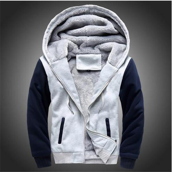 Men Winter Fashion Bomber / Men Vintage Thick Fleece Jacket-W02 gray-S-JadeMoghul Inc.