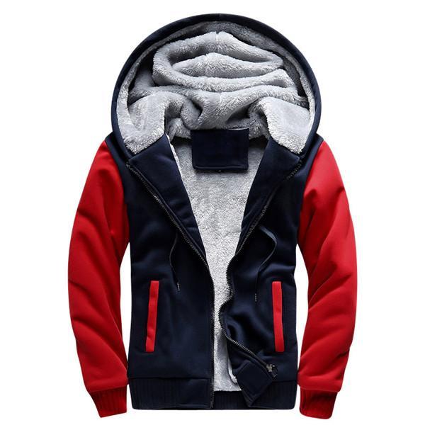 Men Winter Fashion Bomber / Men Vintage Thick Fleece Jacket-W02 red-S-JadeMoghul Inc.