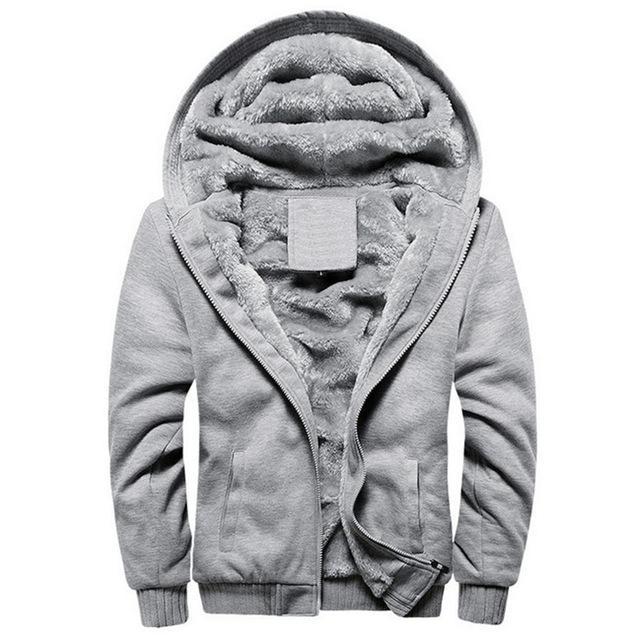 Men Winter Fashion Bomber / Men Vintage Thick Fleece Jacket-w11 gray-S-JadeMoghul Inc.