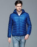 Men Winter Jacket Duck Down Hooded Ultra Light Warm Outwear-Bright blue-S-JadeMoghul Inc.