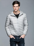 Men Winter Jacket Duck Down Hooded Ultra Light Warm Outwear-Gray-S-JadeMoghul Inc.
