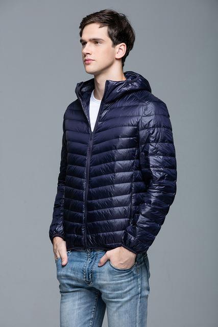 Men Winter Jacket Duck Down Hooded Ultra Light Warm Outwear-Navy-S-JadeMoghul Inc.