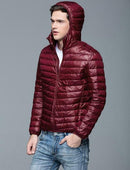Men Winter Jacket Duck Down Hooded Ultra Light Warm Outwear-Wine-S-JadeMoghul Inc.