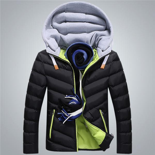 Men Winter Jacket With Detachable Hat / Warm Coat Cotton-Padded Outwear-Black Green-4XL-JadeMoghul Inc.