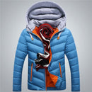 Men Winter Jacket With Detachable Hat / Warm Coat Cotton-Padded Outwear-Blue Orange-4XL-JadeMoghul Inc.