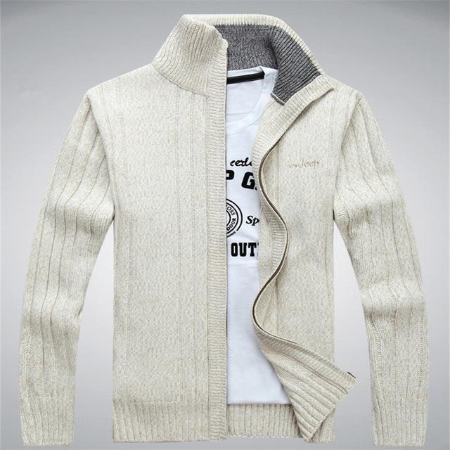 Men Winter Wool Blend Cardigan / Fashionable Sweater For Men-203 White-S-JadeMoghul Inc.