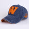 Men / Women Unisex Distressed Denim Embroidered " W "Base Ball Hat-Blue-JadeMoghul Inc.