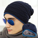 Men / Women Unisex Wool knit Slouch Beanie With Soft Fur Lining-navy-JadeMoghul Inc.