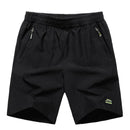 Men Zipper Pocket Shorts / Big Size Elastic Waist Shorts-8858 Black-XL-JadeMoghul Inc.