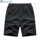 Men Zipper Pocket Shorts / Big Size Elastic Waist Shorts-8858 Black-XL-JadeMoghul Inc.
