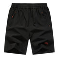 Men Zipper Pocket Shorts / Big Size Elastic Waist Shorts-8859 Black-XL-JadeMoghul Inc.