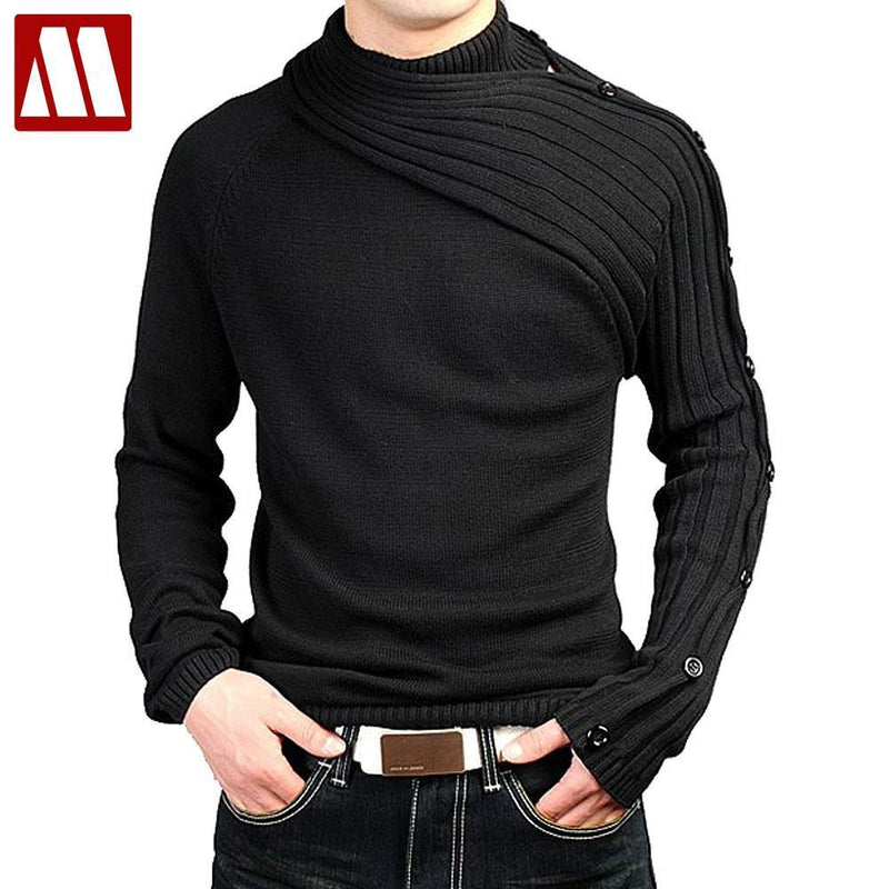 Men's Asymmetric Sleeve Fashionable Sweater-Black-S-JadeMoghul Inc.