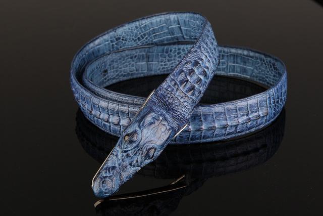 Mens Belts Luxury cow Leather Designer Belt Men High Quality Ceinture Homme Cinto Masculino Luxo Crocodile Cinturones Hombre-Light Blue-105cm-JadeMoghul Inc.