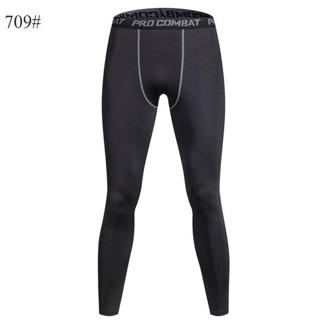Men's Bodyboulding tights fitness Mens Compression Pants yoga pants running tights male Sports tight trousers pantis anti fatiga-S-709 legging -Black-JadeMoghul Inc.