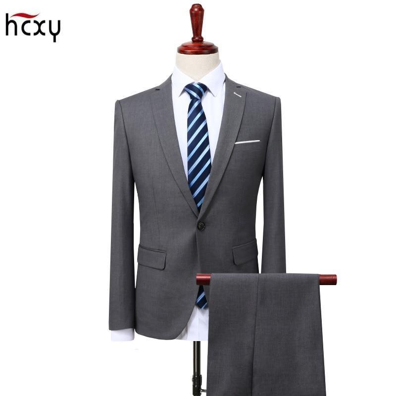 Men's Business Casual Suit - Slim Fit Suits (Jacket+Pant)-black-XXXL-JadeMoghul Inc.