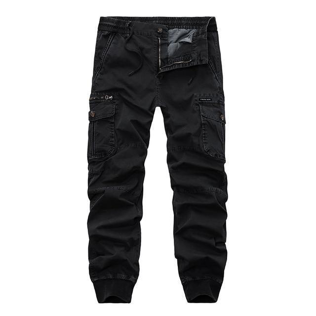 Mens Cargo Pants Men Elastic Waist Pants Man 2017 Casual Fashion Joggers Sweatpants black Harem Pants Army Trousers for Men 38-black-34-JadeMoghul Inc.