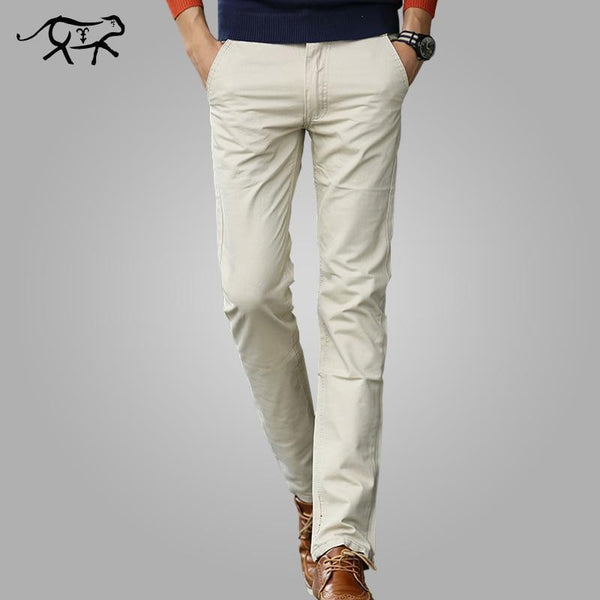 Men's Casual Pants - Long Straight Khaki Trouser-Khaki-28-JadeMoghul Inc.