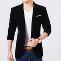 Men's Fashionable Velvet Blazer / Smart Casual Single Breasted Jacket-Y65 Black-S-JadeMoghul Inc.