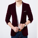 Men's Fashionable Velvet Blazer / Smart Casual Single Breasted Jacket-Y65 Black-S-JadeMoghul Inc.