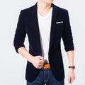 Men's Fashionable Velvet Blazer / Smart Casual Single Breasted Jacket-Y65 Navy-S-JadeMoghul Inc.